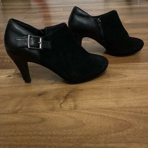 Clarks black heeled booties